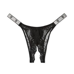 Victoria’s Secret Shine Strap Rose Lace Crotchless Brazilian Panty